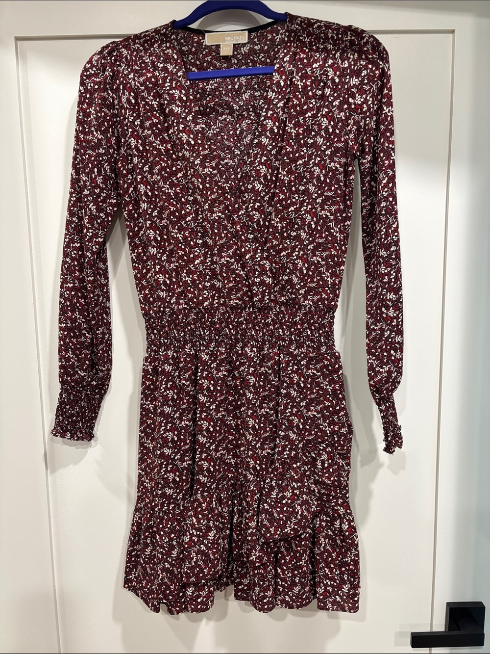 MICHAEL Michael Kors Burgundy Floral Long-Sleeve Dress